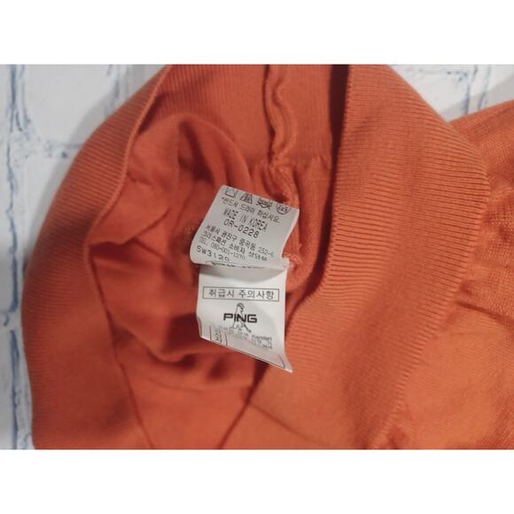 PING Sweater Mens Size L 105 Orange Korean Release Wool 1/4 Zip - Picture 4 of 5